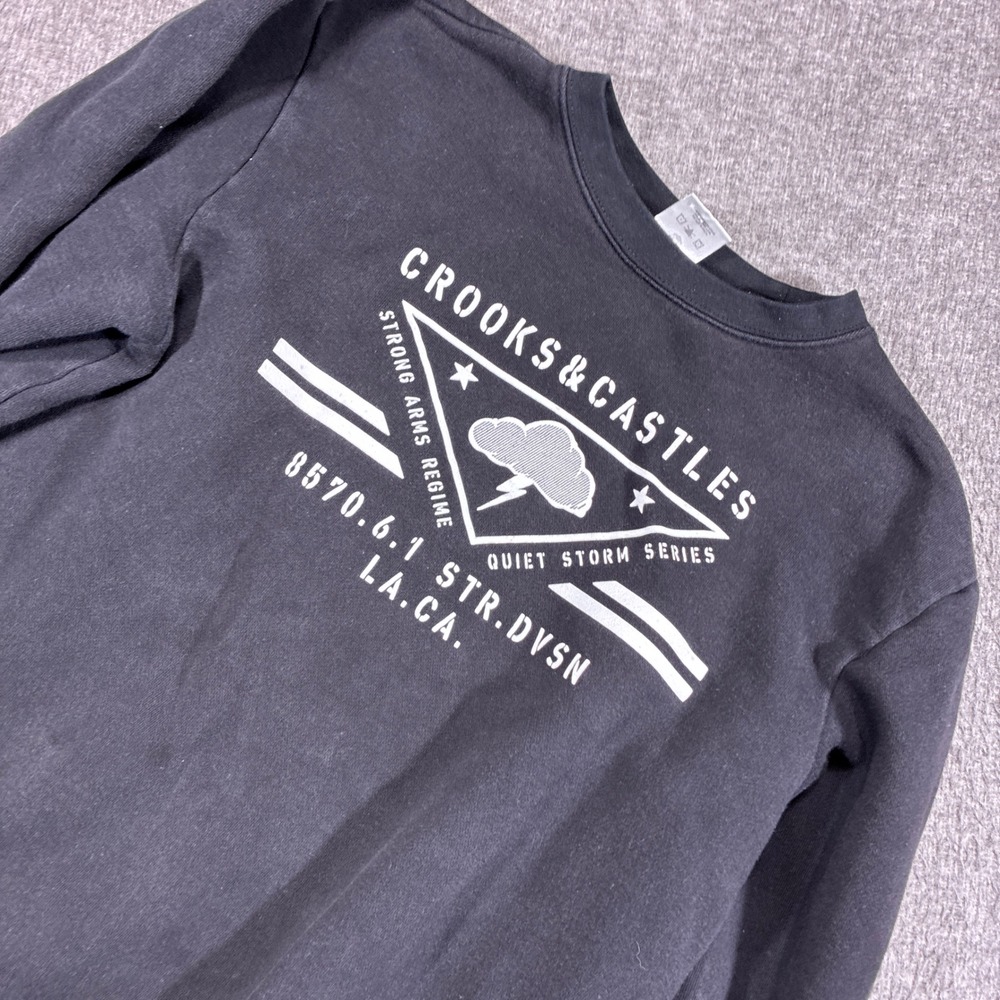 Crooks & Castles Sweatshirt Mens Large Black Graphic‎ Quiet Storm Series